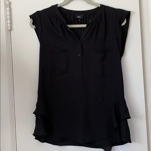 Mossimo Supply Black Ruffle-bottom Buttoned Blouse